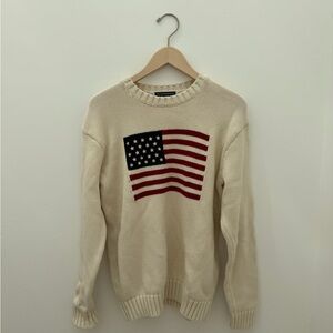 Brandy Melville Cream American Flag Sweater
